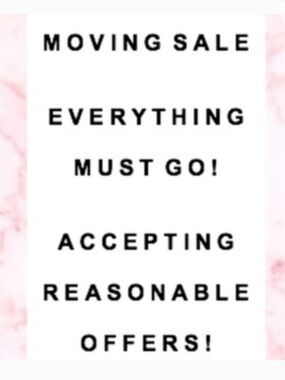 Moving Sale Sign - Pink Marble Text Poster